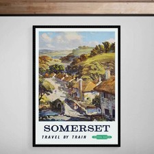 Somerset Travel by Train British Railways Print Poster Vintage Art Deco