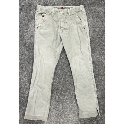 NAPAPIJRI Geographic Mens Straight Casual Chino Trousers W34 L30 Khaki Beige