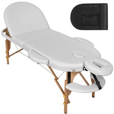 3 Zonen Massageliege Sawsan oval mit 5cm Polsterung und Holzgestell weiß B-Ware