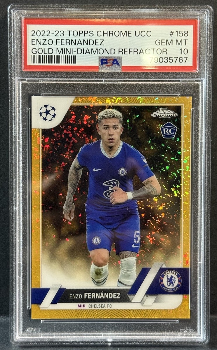 2022-23 Topps Chrome UCC Chelsea RC Enzo Fernandez Gold Mini