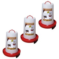 Farm Innovators Heated Plastic Hanging Poultry Water Fountain, Red 3 Pack 