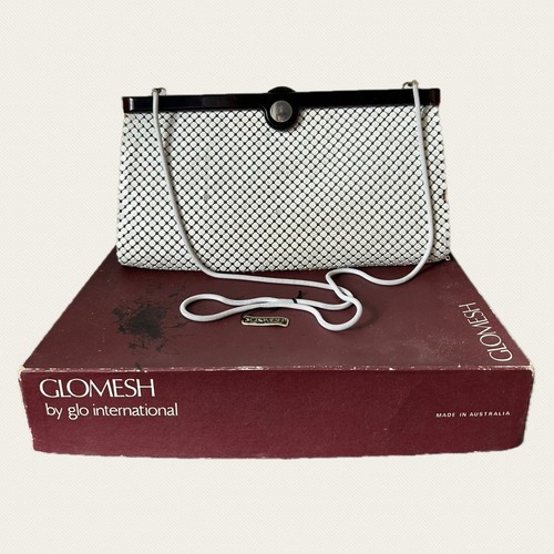 Vintage Glomesh By GLO International White Handbag - Evening Bag - Clutch