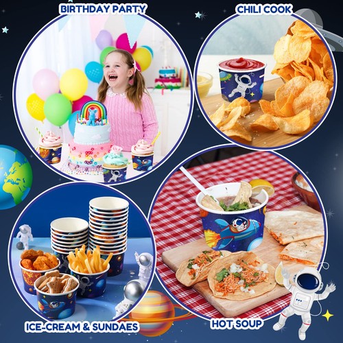 150 Pieces Space Party Supplies Galaxy Ice Cream Paper Cups Disposable Snack ... - Picture 7 of 7