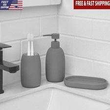 Ceramic Bathroom Accessories 3-Piece Set Soap Dispenser Tumbler Tray Organizer