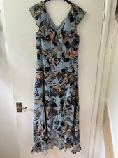 Laura Women’s blue floral print ruffle Layered maxi dress Size 6 -D1