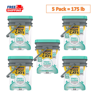 5 Pack, Purina  Tidy Cats  Free & Clean Natural Clumping Multi-Cat Clay Cat Litt