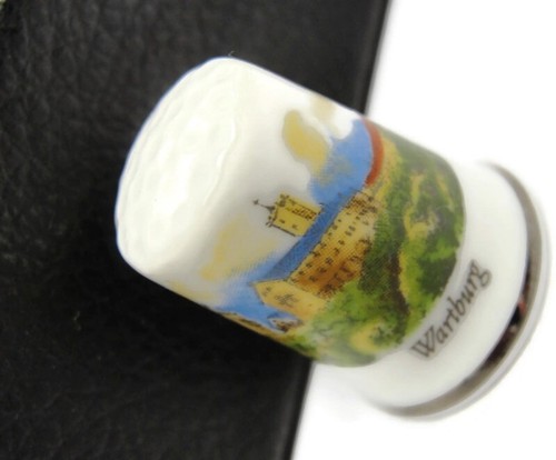 Vintage Wartburg Ceramic Thimble With Castle Design - Collectible Sewing Tool