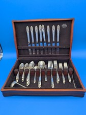 Holmes Edwards Inlaid IS Silver Plate Romance Flatware 57 PC Service for 8