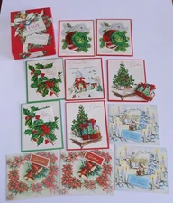 Vtg 1950s PRIZE Christmas Assortment Boxed Holiday Cards w Die-Cut Pop-Up Unused