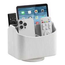 PU Leather Remote Control Holder, 360 Degree Rotating Desk Organizer Storage ...