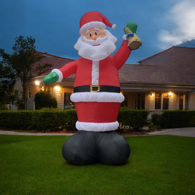 Gemmy 10' Airblown Inflatable Giant Santa with Golden Bell Indoor/Outdoor 2022