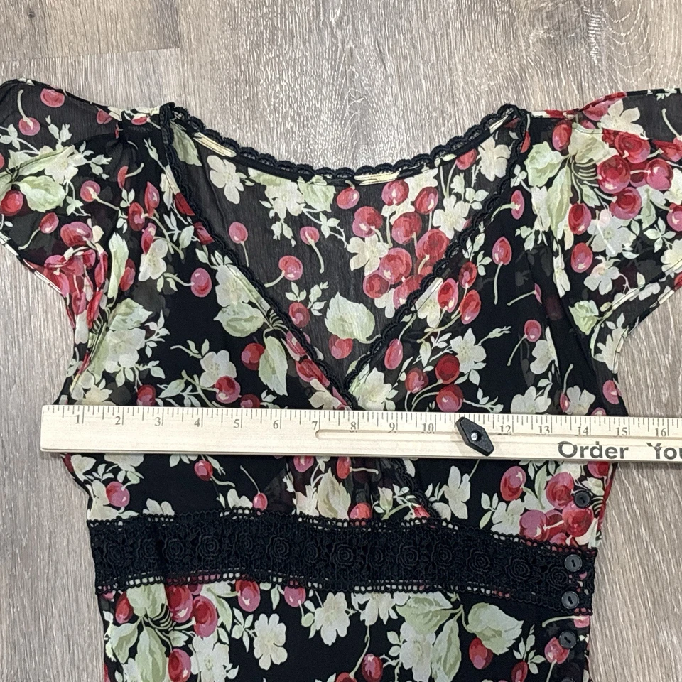 Vestido Express Vintage Mujer Pequeño Seda Años 90 Y2K Floral Cereza Maxi (Etiqueta 3/4) Foto 4 de 4