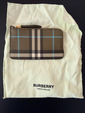NWOT Authentic Burberry Check Zip Card Case w. Pouch