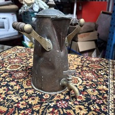 A MID-VICTORIAN COPPER AND BRASS JACKETED COFFEE POT, needs tlc