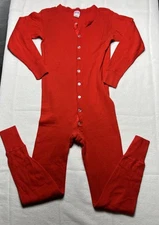 VTG Duofold Red Union Suit Sz Medium Underwear Thermal Base Layer USA Made Flaw