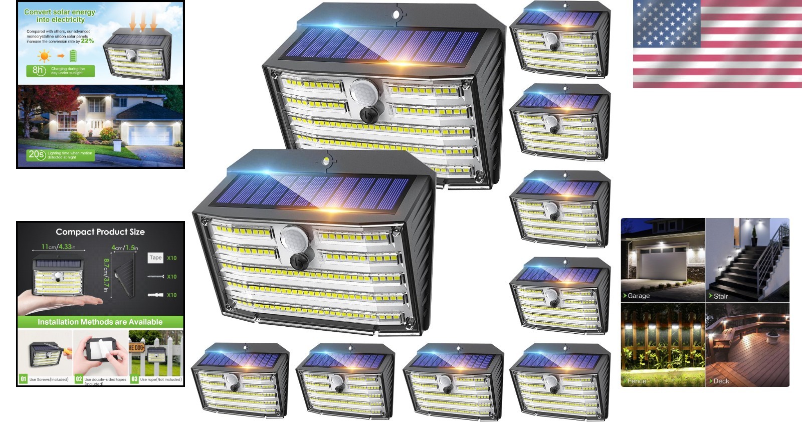 Outdoor Security Lights, 3 Modes, Waterproof