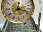 Glass Desk Clock “To My Dad” Engraved Gift w/ Box Gold Trim Quartz — photo 9
