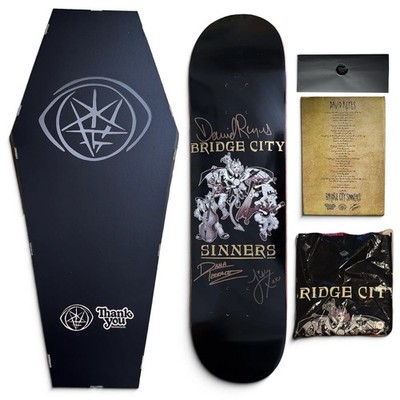 Bridge City Sinners Signed SKATEBOARD DECK Coffin Box with Shirt LIMITED TO 100