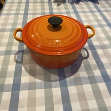Le Creuset Casseruola Piatto/Forno Olandese 20cm Tondo 10cm Profondo Arancione buone condizioni