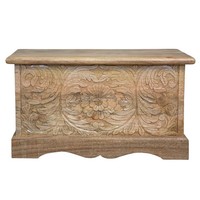 Indische Holztruhe WäSchetruhe Rustikale Truhe Kiste Holz Massiv Antik 80Cm