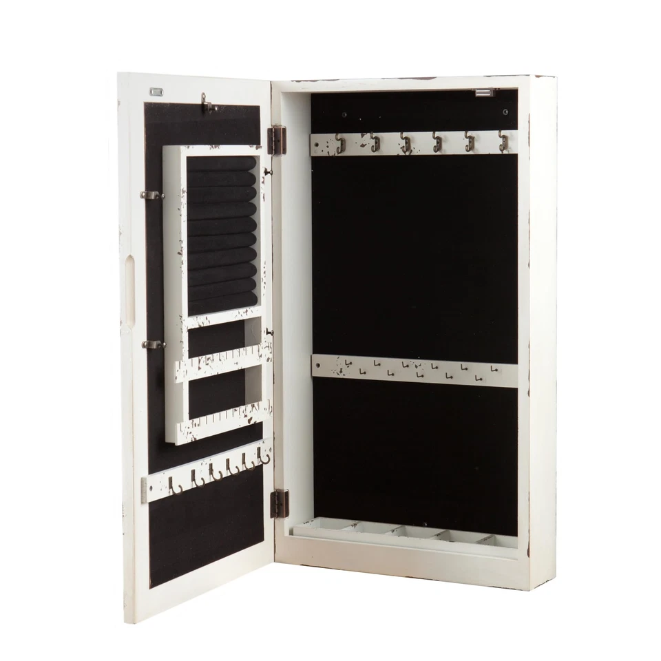 Wall Mount Jewelry Mirror, White - Image 4 of 4