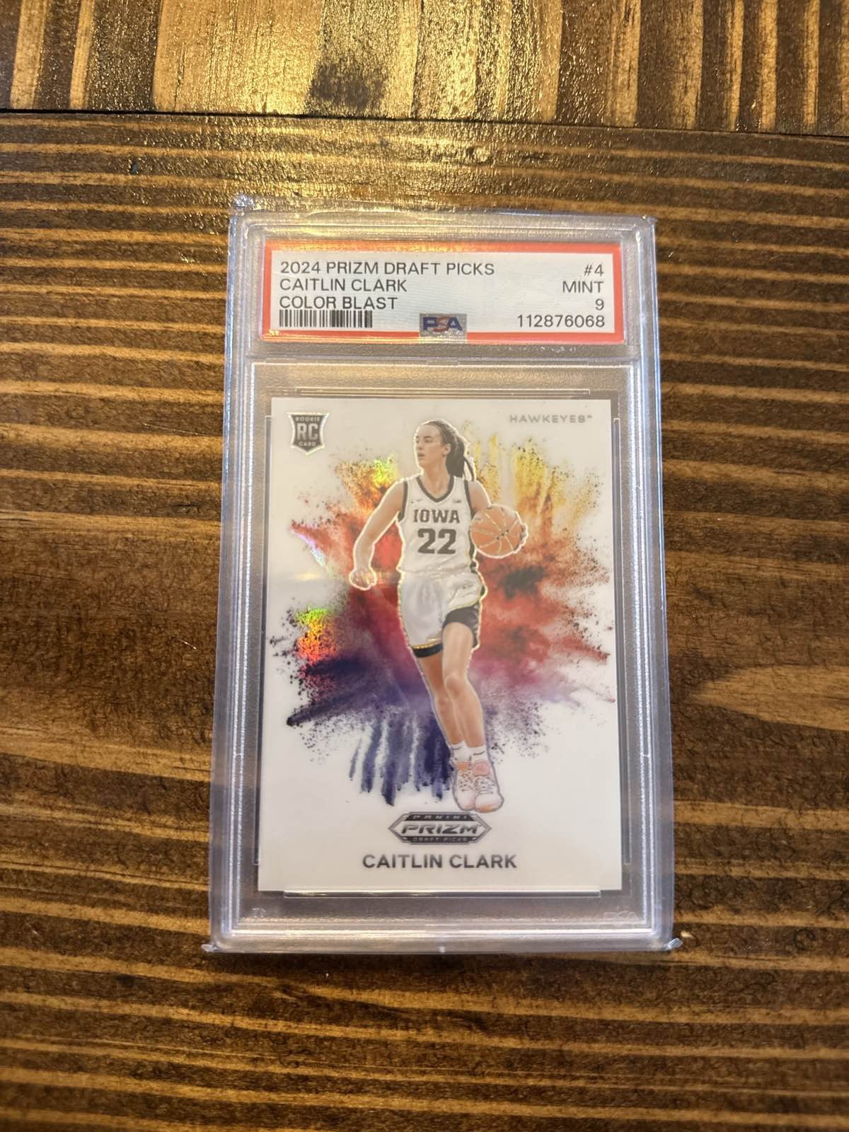 2024 Panini Prizm Draft Picks Caitlin Clark Color Blast #4 RC PSA 9