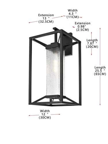 Elegant Lighting Willington 12" Outdoor Wall Sconce in Black - Picture 8 of 8