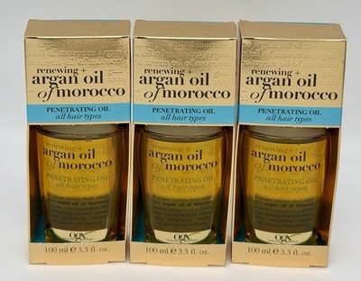3x Ogx Renewing Argan Oil of Morocco Penetrating Oil 3.3 oz. in Boxes