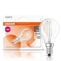 Osram Led Filament Leuchtmittel Tropfen 2W = 25W E14 Klar Kugel Warmweiß 2700K