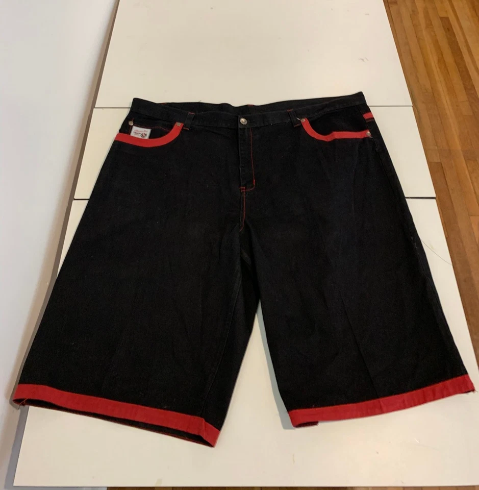 Red Ape джинсовые шорты 52 черный мешковатые Jorts вышитый винтажный Y2K гранж Cyber - Изображение 3 из 4