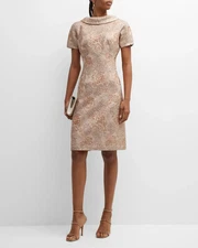 $595 Rickie Freeman by Teri Jon Womens Jacquard Dress Metallic Portrait-Collar 6