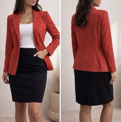 Lane Bryant Women's Size 16 Red One Button Blazer Jacket Solid The Bryant Rayon