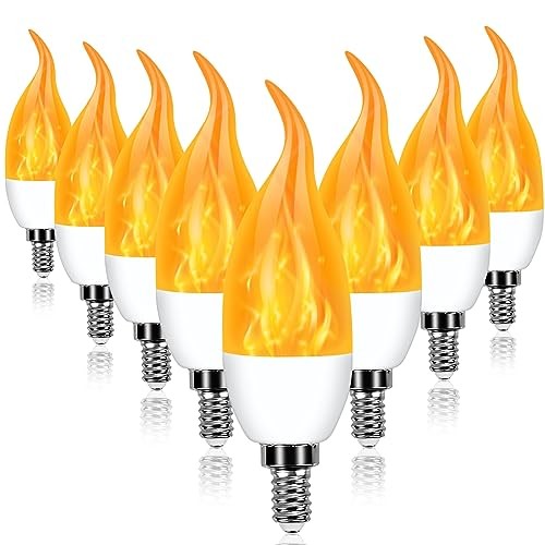 E12 LED Flickering Candelabra Flame Effect Light Bulbs - Upgrade Flicker 8 - Picture 1 of 6