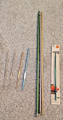 Vintage Metal Lot of 8 Crochet Hooks: Boye, Susan Bates, Hero, Dritz