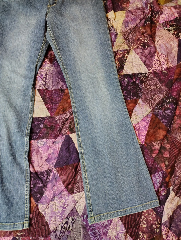 Pantalones de mezclilla hidráulicos vintage para mujer 33x31 azul Gramercy Bootcut Western Y2K Foto 3 de 4