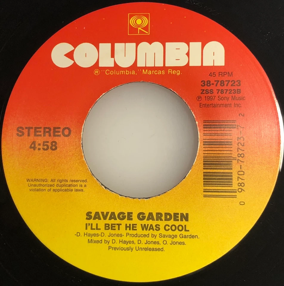 Savage Garden / Truly Madly Deeply & I'll Bet He Was Cool / 1997 45rpm / NM Foto 4 de 4