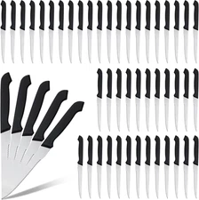 Therwen 50 Pieces 8.8 Inch Serrated Steak Knife Set Pointed Tip Stainless Steel