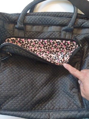 Vera Bradley Large Traveler Duffle Bag Quilted Microfiber Classic Black - Picture 14 of 15