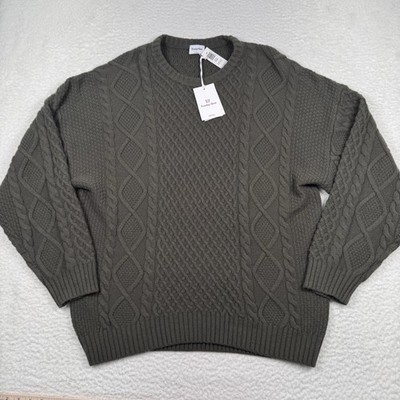 Sunday Best Aritzia Chunky Cable Knit Wool Blend Sweater Womens Large Dark Olive