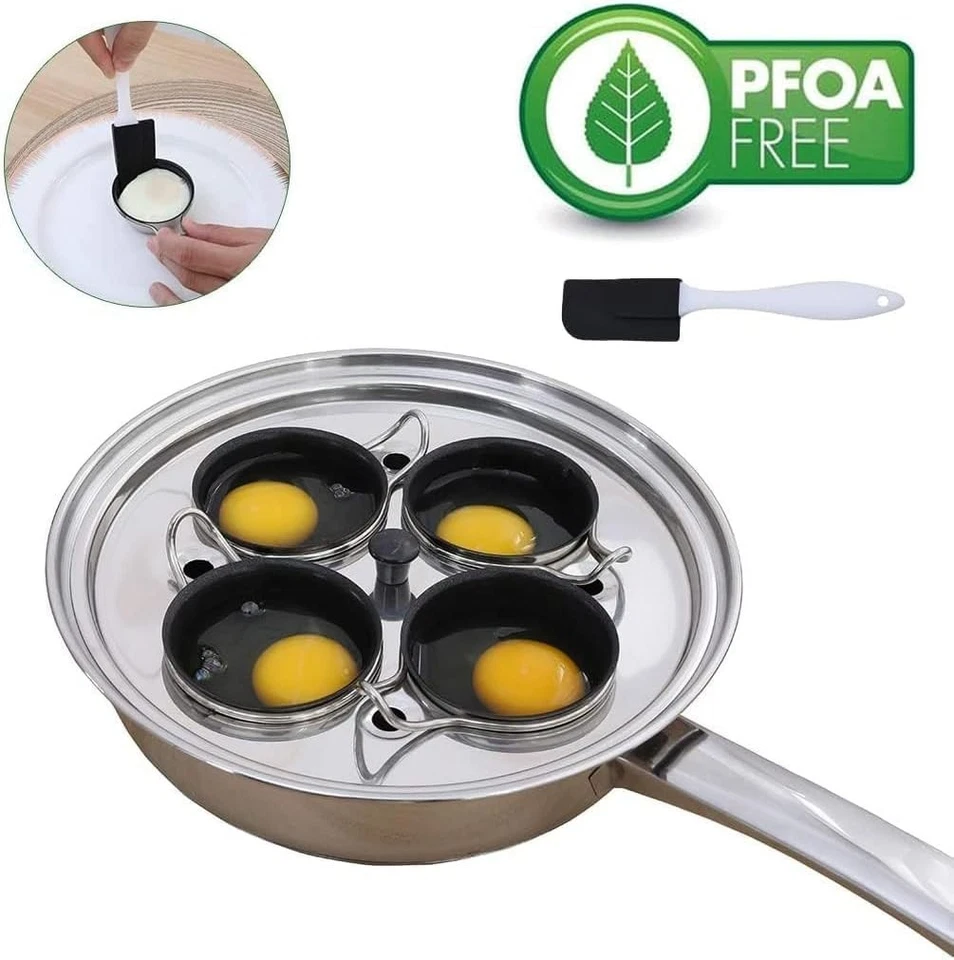 4 Cups Egg Poacher Pan - Stainless Steel Poached Egg Cooker – Induction - Image 3 of 4