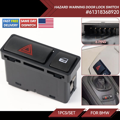 Hazard Warning Light Switch Door Central Lock for BMW E46/E53 E85 325 613 Button