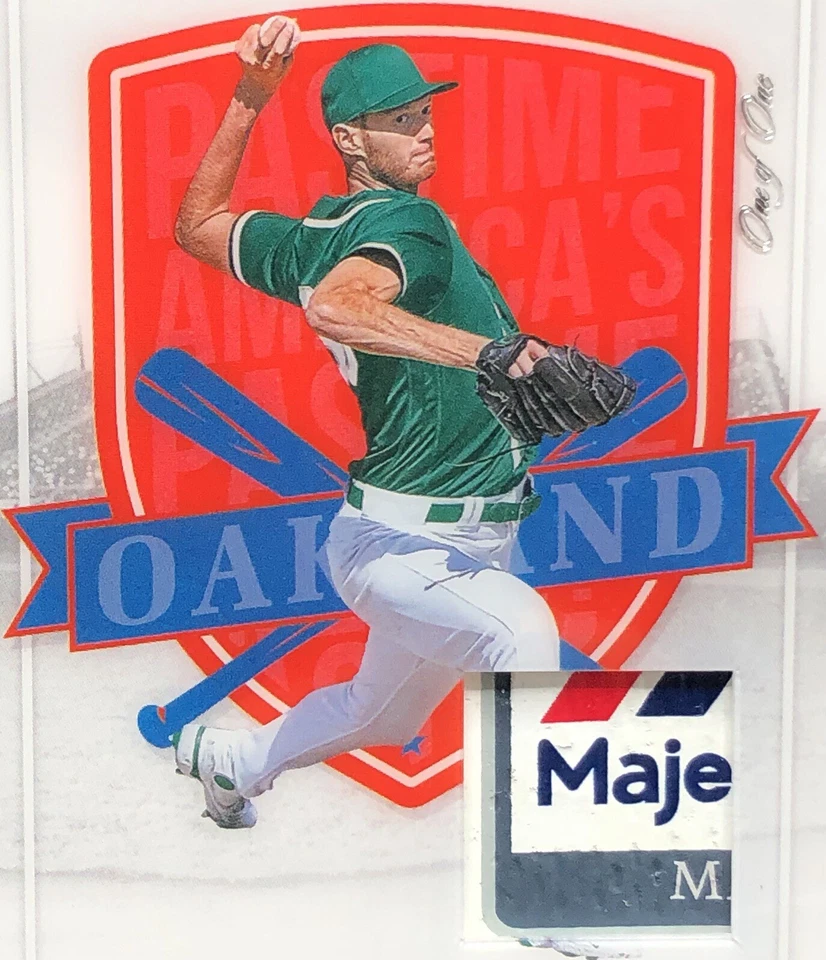 TRUE 1/1! 2021 Chronicles Americas Pastime AJ Puk MAJESTIC PATCH PLATINUM 1 OF 1 - Image 4 of 4