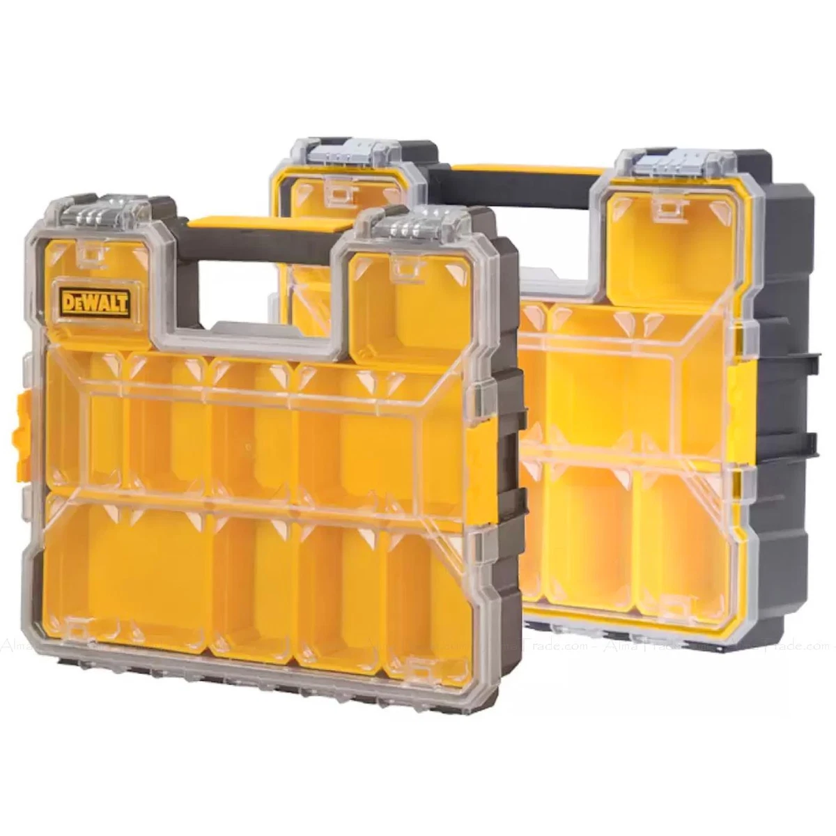 DEWALT Pro Organisers Deep Shallow Tool Storage Screw Nail Storage Box Twin Pack