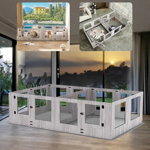 XXXL Grand stylo en verre trempé pour animaux d'élevage Playpen Dog Box avec bord protecteur