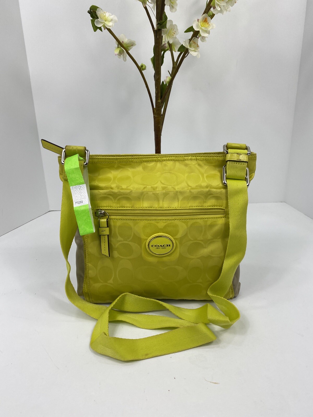 neon yellow coach purse