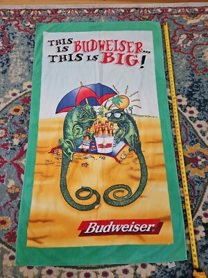 VINTAGE 1995 BUDWEISER LIZARDS BEACH TOWEL HERE LIZARD LIZARD   RARE 36x62