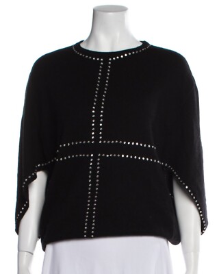 Max & Moi Black Wool/Cashmere Embellished Sweater Size Med NWT Retail $352