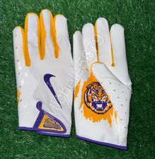 Nike LSU Tigers Team Issued Vapor Jet 8.0 Football Gloves White Size XL New