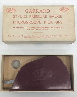 Garrard style pressure gauge for microgroove pickups,  NOS, Made in England