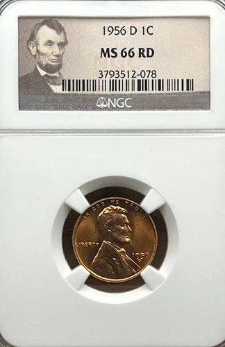 1956-D Lincoln Penny 1C NGC MS 66 RD (Wheatie)